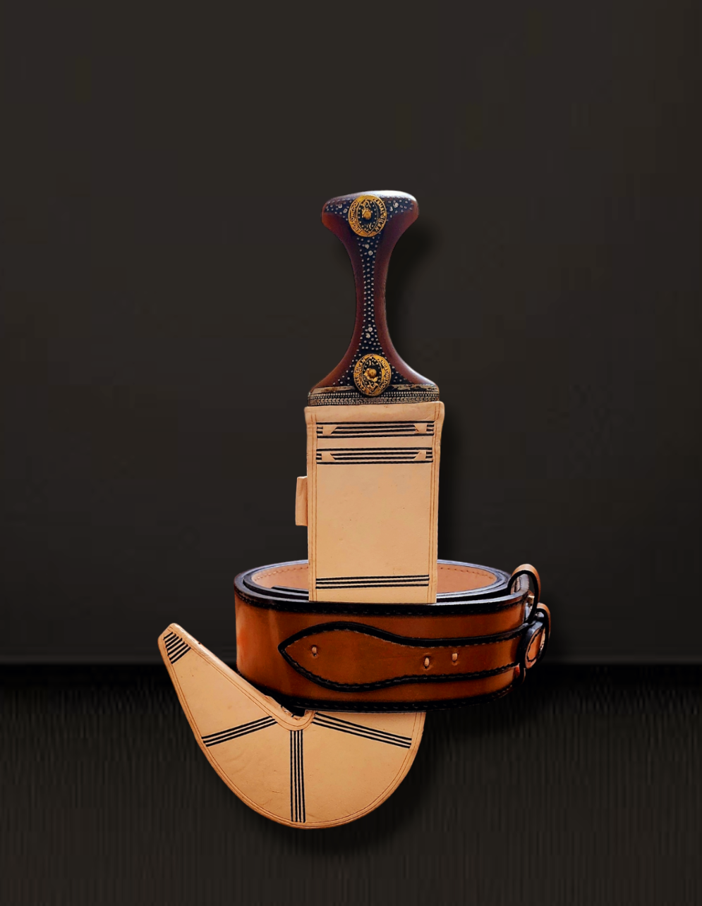 Youth Janbiyah with leather belt age 12-14/ جنبية شبابي مع حزام جلد من عمر 12-14