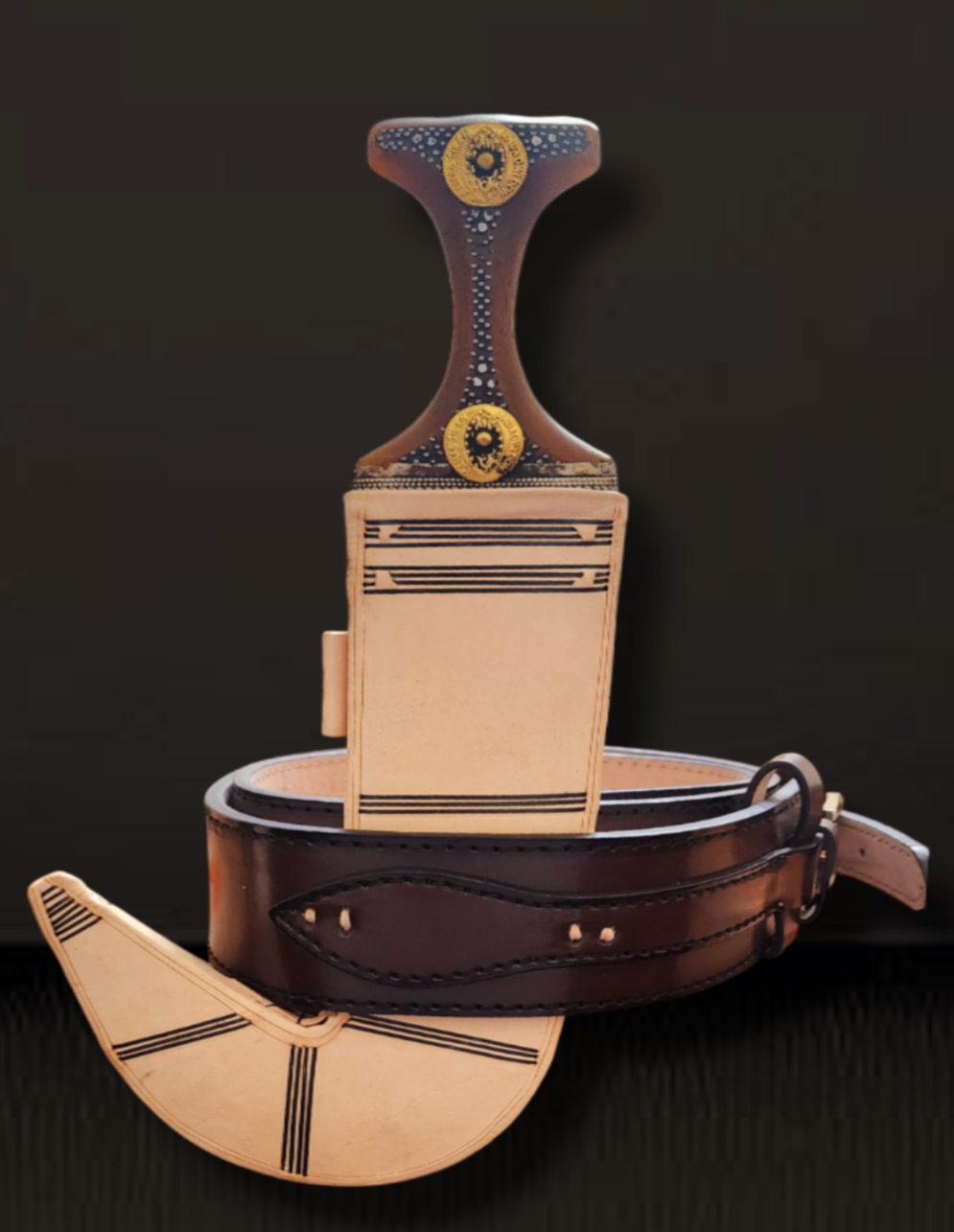 Youth Janbiyah with leather belt age 12-14/ جنبية شبابي مع حزام جلد من عمر 12-14