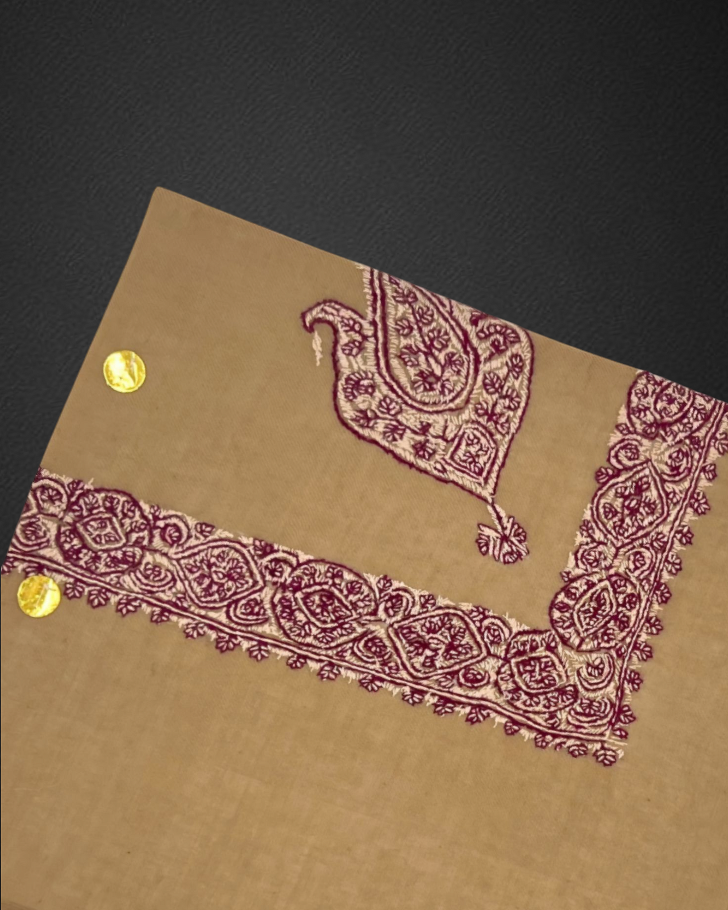 Kashmiri Shawl Semi Pashmina/ شال كشميري صوف مخلوط بشمينا نقش يدوي درجة اولى