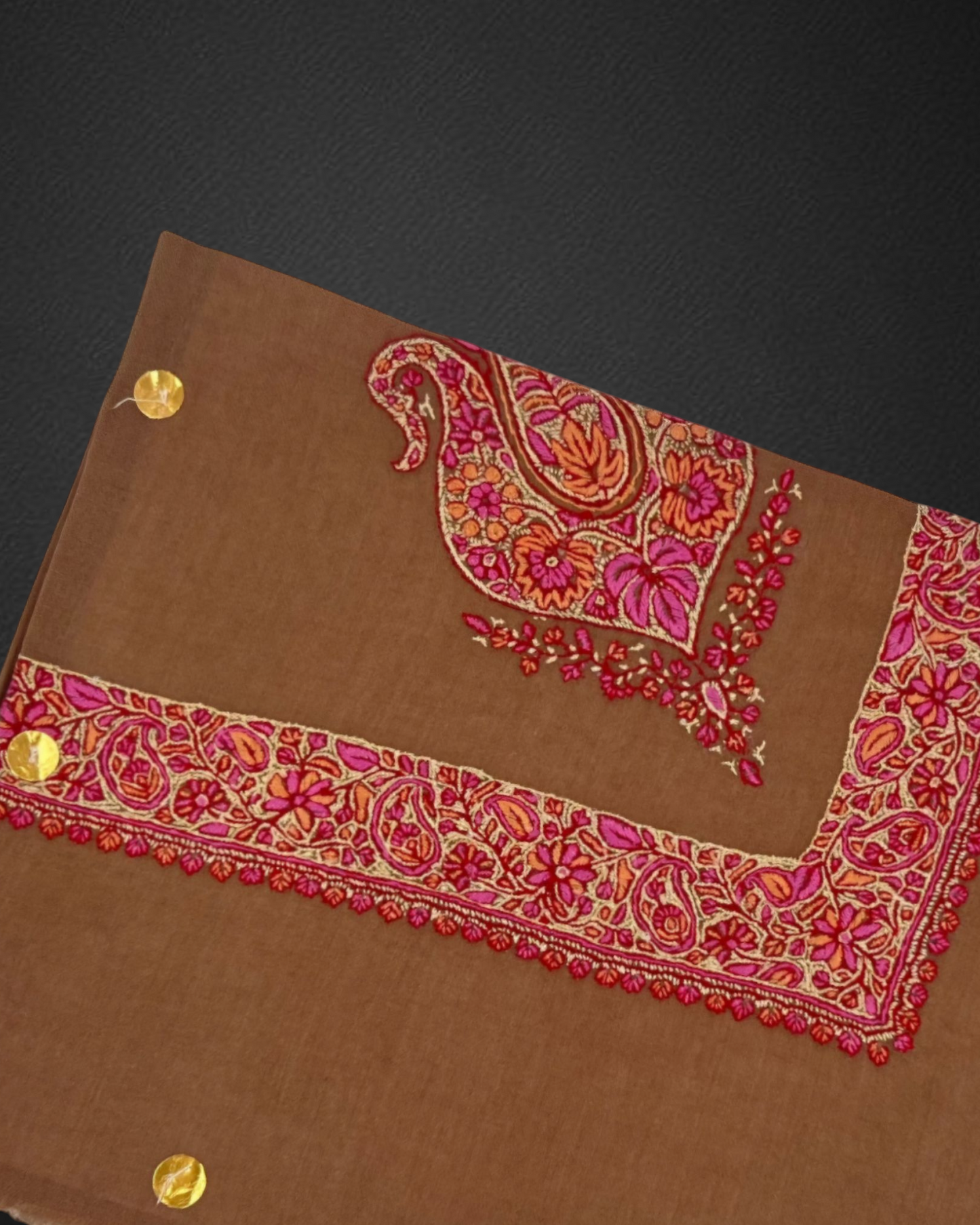 Kashmiri Shawl Semi Pashmina/ شال كشميري صوف مخلوط بشمينا نقش يدوي درجة اولى